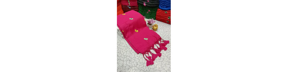 Khadi Butterfly Embroidery Sarees 